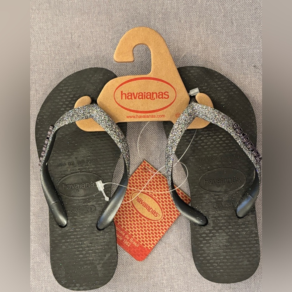 Havaianas Black Glitter Flip Flops